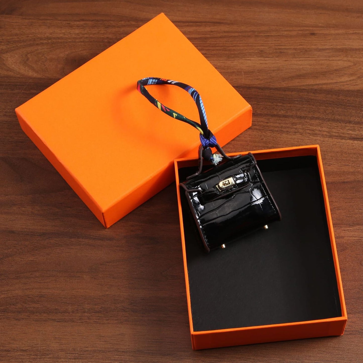 Top Grain Leather Mini Bag Charm Keyring Easy Beauty Nepal