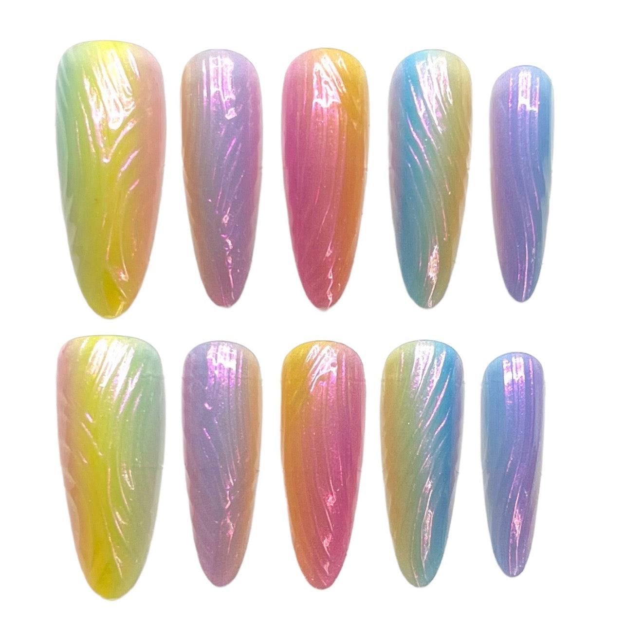 Press On Nail Long Stiletto Shape Nails 10Pcs Mask Queen Nepal