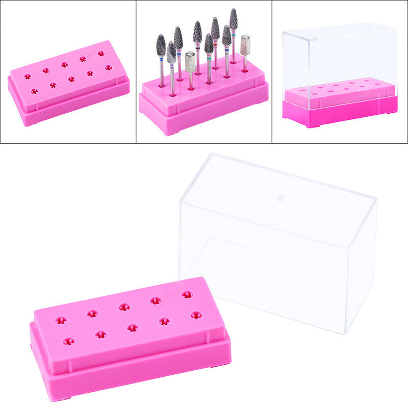 Nail Drill Bit Holder Storage Box 10 Slots Mask Queen Nepal