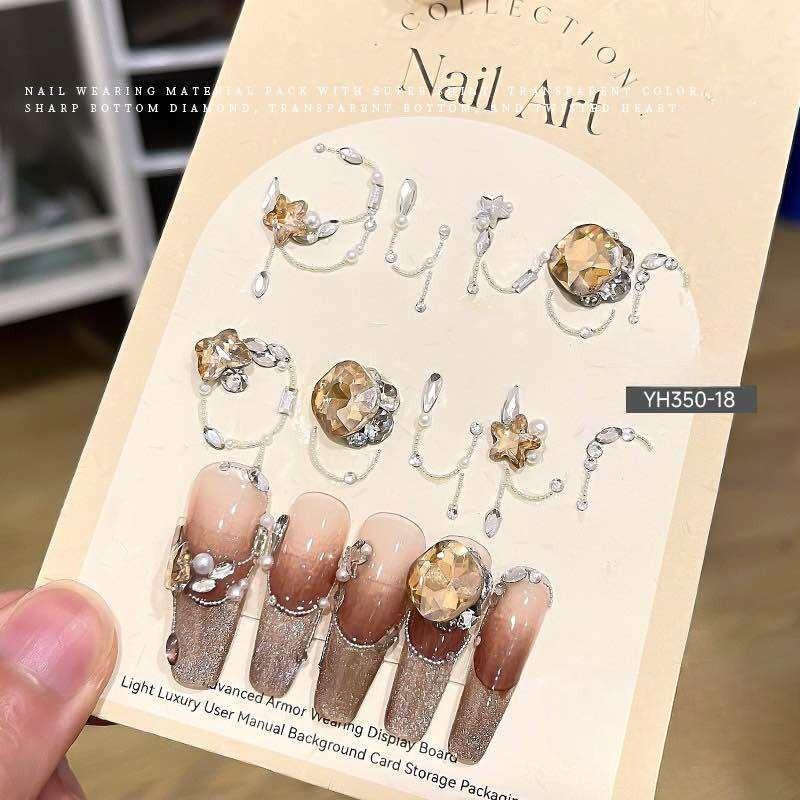 1Box Wearing nail material package pointed bottom diamond super flash flat bottom nail accessories manicure jewelry Mask Queen Nepal