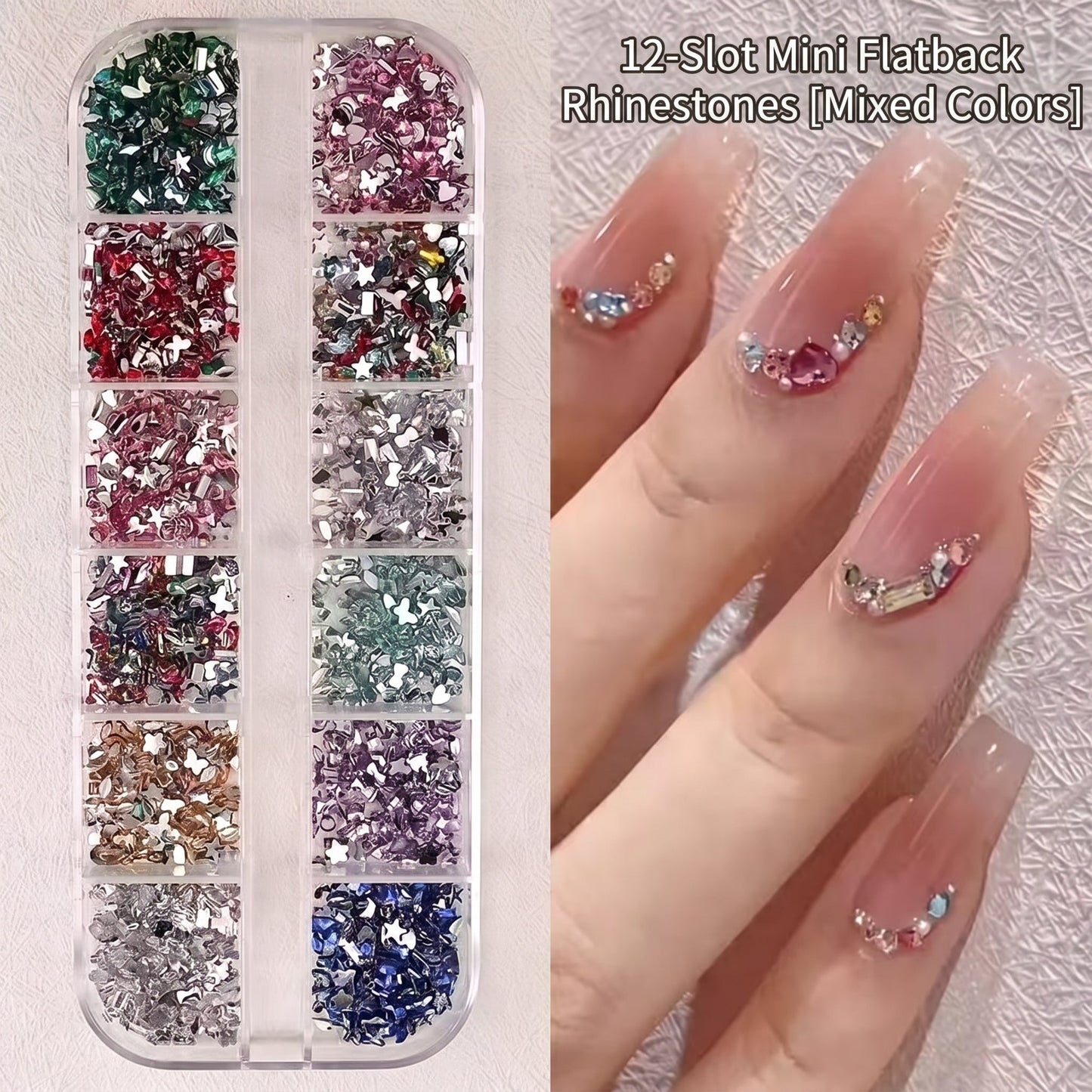 12 Grid Nail Art Rhinestone Stone Box Mask Queen Nepal