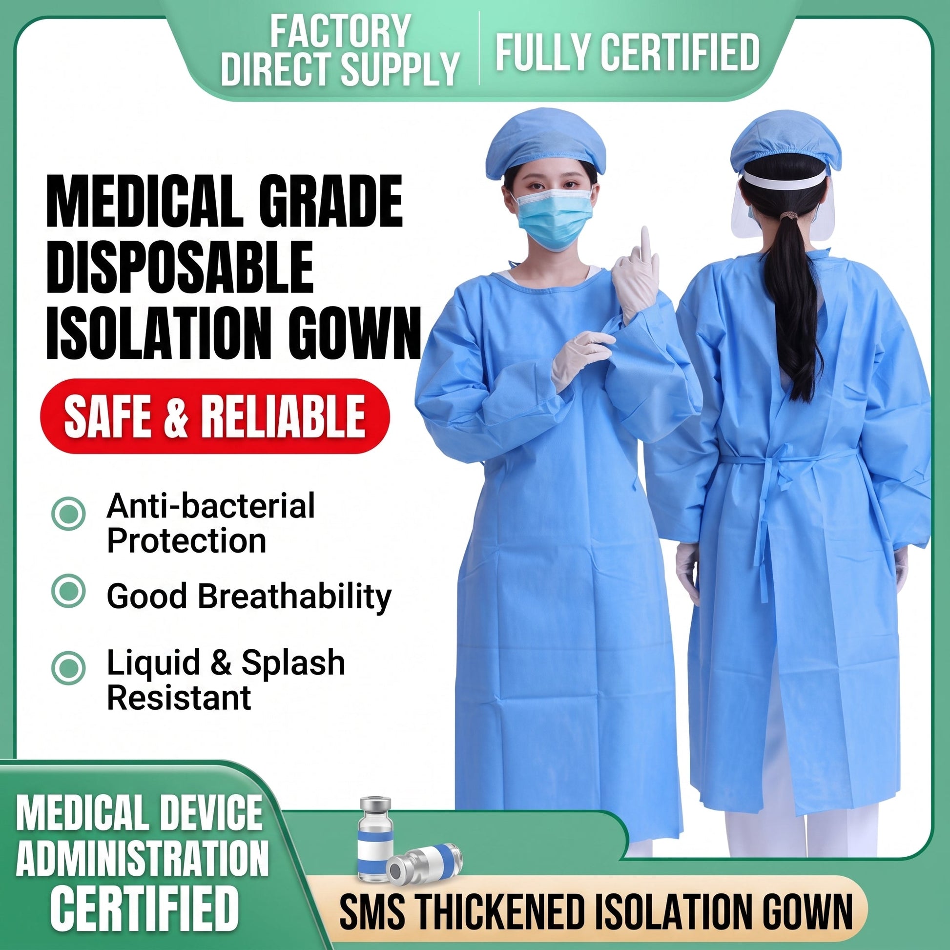 Medical Grade Disposable Isolation Gown Mask Queen Nepal