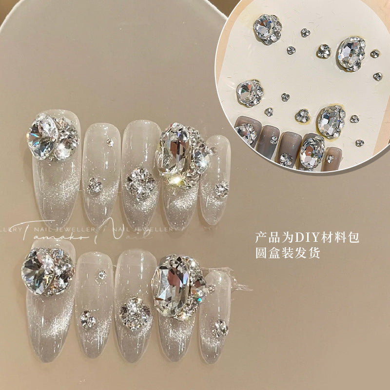 1Box Wearing nail material package pointed bottom diamond super flash flat bottom nail accessories manicure jewelry Mask Queen Nepal