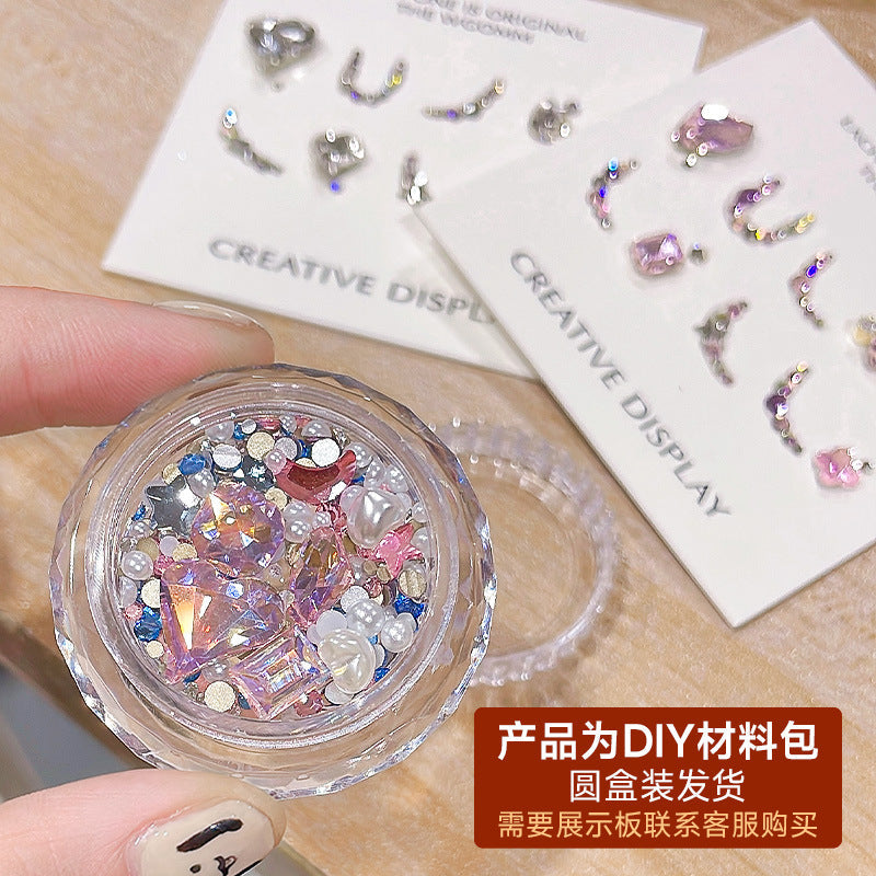 1Box Wearing nail material package pointed bottom diamond super flash flat bottom nail accessories manicure jewelry Mask Queen Nepal