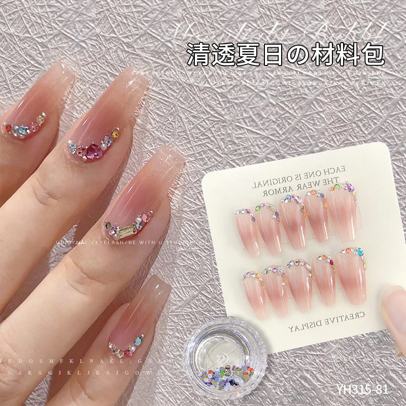 1Box Wearing nail material package pointed bottom diamond super flash flat bottom nail accessories manicure jewelry Mask Queen Nepal